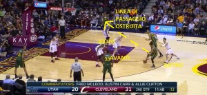 Burke e Gobert giocano un pick and roll