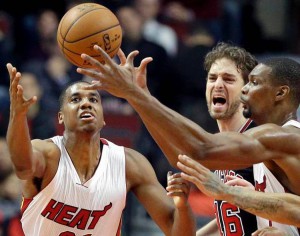 Hassan Whiteside, Pau Gasol e Chris Bosh.