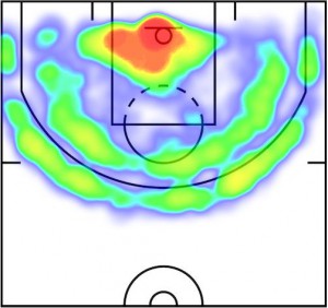 Shot chart di Josh Smith, stagione 2013-14