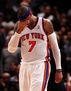 Carmelo Anthony triste