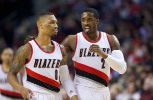 Wesley Matthews a destra e Damian Lillard a sinistra