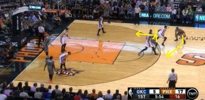 Knight e Morris giocano un pick and roll