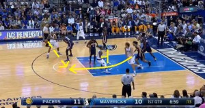 Nelson porta un blocco a Nowitzki