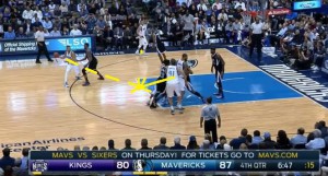 Nowitzki riceve un doppio blocco