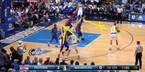 Rondo porta un blocco a Nowitzki