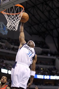 DALLAS, TX - APRIL 19:  Guard Jason Terry #31 of the Dallas Mavericks makes the slam dunk against the Portland Trail Blazers in Game Two of the Western Conference Quarterfinals during the 2011 NBA Playoffs on April 19, 2011 at American Airlines Center in Dallas, Texas.  NOTE TO USER: User expressly acknowledges and agrees that, by downloading and or using this photograph, User is consenting to the terms and conditions of the Getty Images License Agreement.  (Photo by Ronald Martinez/Getty Images)