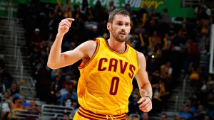 CLEVELAND, OH - OCTOBER 14:  Kevin Love #0 of the Cleveland Cavaliers runs down the court during the game against the Milwaukee Bucks at The Quicken Loans Arena on October 14, 2014 in Cleveland, Ohio. NOTE TO USER: User expressly acknowledges and agrees that, by downloading and/or using this Photograph, user is consenting to the terms and conditions of the Getty Images License Agreement. Mandatory Copyright Notice: Copyright 2014 NBAE (Photo by Gregory Shamus/NBAE via Getty Images)