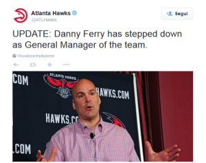 Il tweet degli Hawks
