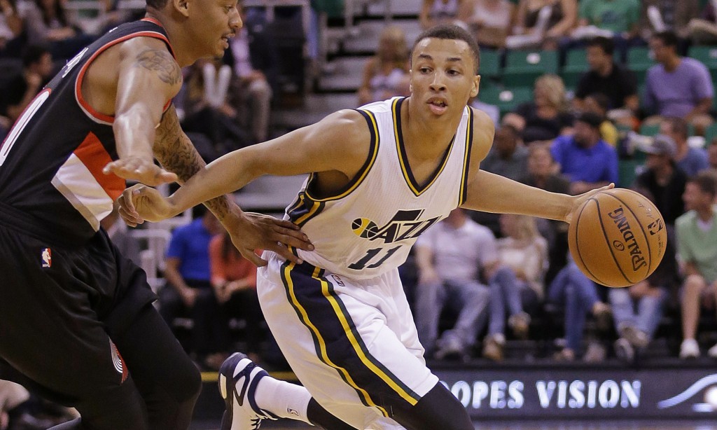 Dante Exum in un'azione di gioco contro i Portland Trail Blazers