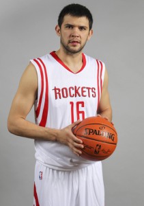 Sep 29, 2014; Houston, TX, USA; Houston Rockets forward Kostas Papanikolaou (16) poses for a photo during media day at Toyota Center. Mandatory Credit: Troy Taormina-USA TODAY Sports