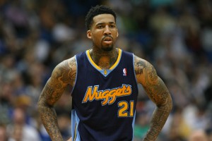 Mar 25, 2012; Minneapolis, MN, USA; Denver Nuggets forward Wilson Chandler (21) during the second quarter against the Minnesota Timberwolves at the Target Center. The Timberwolves defeated the Nuggets 117-100. Mandatory Credit: Brace Hemmelgarn-US PRESSWIRE