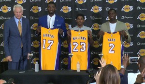 Il General Manager dei Los Angeles Lakers Mitch Kupchak e i nuovi acquisti della Free Agency 2015: Roy Hibbert, Lou Williams e Brandon Bass