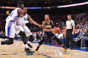 Il rookie Joe Young alla sua seconda partita in maglia Pacers.