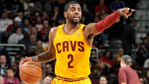 CLEVELAND, OH - APRIL 16: Kyrie Irving #2 of the Cleveland Cavaliers directs his teammates as he brings the ball up the court against the Brooklyn Nets at The Quicken Loans Arena on April 16, 2014 in Cleveland, Ohio. NOTE TO USER: User expressly acknowledges and agrees that, by downloading and/or using this Photograph, user is consenting to the terms and conditions of the Getty Images License Agreement. Mandatory Copyright Notice: Copyright 2014 NBAE (Photo by David Liam Kyle/NBAE via Getty Images)