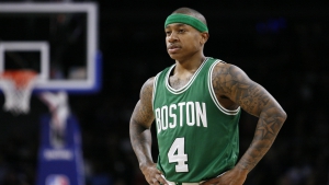 Apr 8, 2015; Auburn Hills, MI, USA; Boston Celtics guard Isaiah Thomas (4) looks on during the third quarter against the Detroit Pistons at The Palace of Auburn Hills. Celtics beat the Pistons 113-103. Mandatory Credit: Raj Mehta-USA TODAY Sports