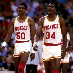 Hakeem olajuwon with ralph sampson twin towers