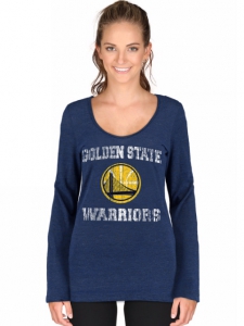 GOLDEN STATE WARRIORS GLITTER LOGO TRI-BLEND V-NECK T-SHIRT