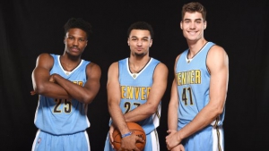 Gli ultimi arrivati in casa Nuggets. Da sinistra: Malik Beasley, Jamal Murray e Juan Hernangomez