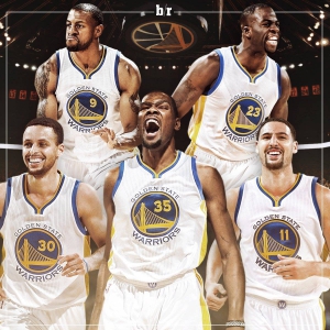 Non è l'All Star Game: Andre Iguodala (#9), Draymond Green (#23), Stephen Curry (#30), Kevin Durant (#35) e Klay Thompson (#11) giocheranno tutti nella stessa squadra...