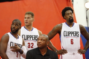Chris Paul, Blake Griffin, DeAndre Jordan e coach Doc Rivers