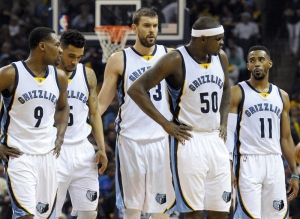 Da sinistra: Tony Allen, Andrew Harrison, Marc Gasol, Zach Randolph e Mike Conley