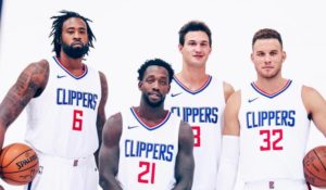 Il nucleo dei Clippers 2017/18. Da sinistra: DeAndre Jordan, Patrick Beverley, Danilo Gallinari e Blake Griffin