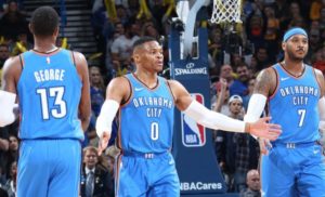I 'Big Three' dei Thunder - Paul George, Russell Westbrook e Carmelo Anthony