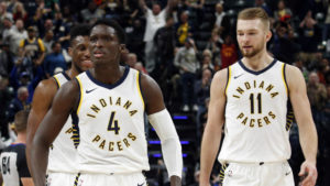 Tra i protagonisti più inaspettati di questo inizio di stagione anche gli Indiana Pacers di Victor Oladipo (#4) e Domantas Sabonis (#11)