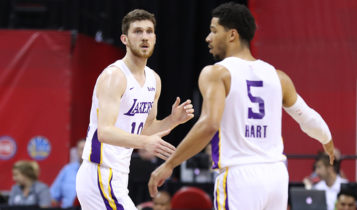Svi Mykhailiuk and Josh Hart at Las Vegas Summer League