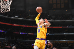 Kyle Kuzma, Los Angeles Lakers vs Miami Heat at Staples Center
