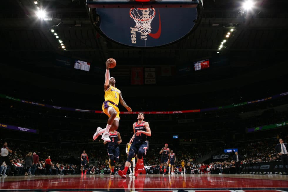 Kentavious Caldwell-Pope, Los Angeles Lakers vs Washington Wizards at Capital One Arena
