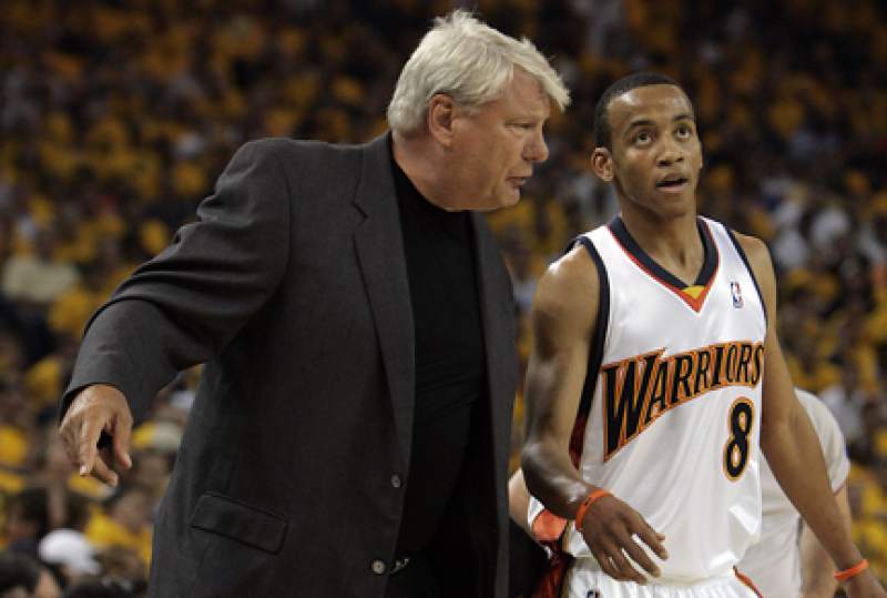 Coach Don Nelson e Monta Ellis (con la divisa usata dagli Warriors fino al 2010)