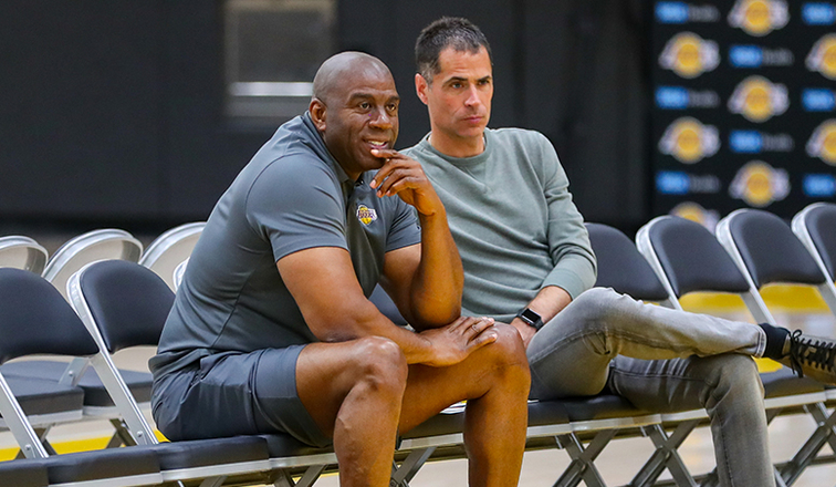 Magic Johnson & Pelinka (Lakers.com)