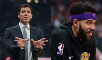 Luke Walton and JaVale McGee, Los Angeles Lakers vs Sacramento Kings at Golden 1 Center