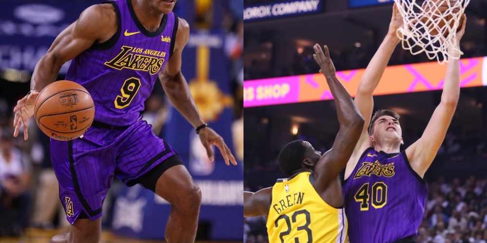 Rajon Rondo and Ivica Zubac, Los Angeles Lakers vs Golden State Warriors at Oracle Arena
