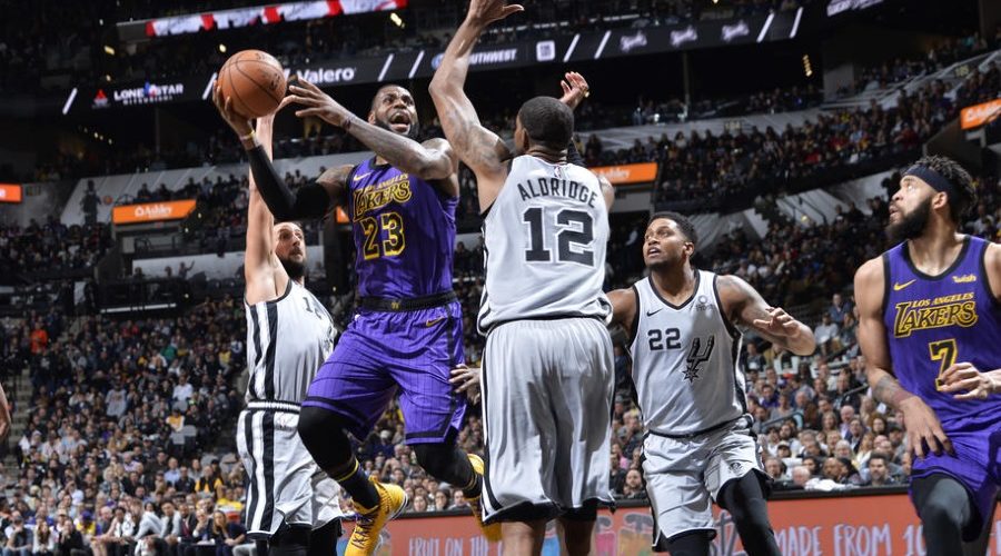 LeBron James, Los Angeles Lakers vs San Antonio Spurs, at AT&T Center