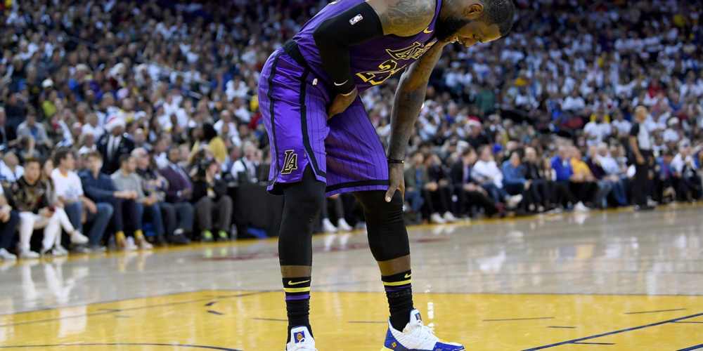 LeBron James, Los Angeles Lakers vs Golden State Warriors at Oracle Arena