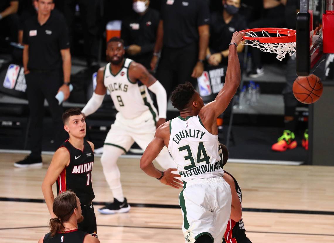 Bucks Heat Antetokounmpo schiaccia